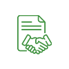 Agreement form icon in green color on transparent background
