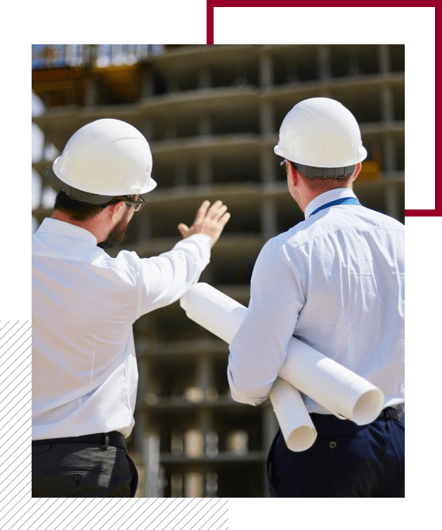 Rear View of Architects Looking at Construction